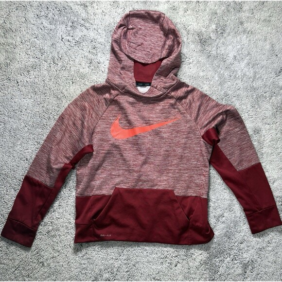Nike Other - Nike Therma Boys Pullover Hoodie Maroon Red Size Large Kid Youth Heather Dri-Fit